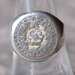 Vintage Sterling Aztec Calendar Signet Ring 8.25