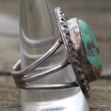 Vintage Sterling Turquoise Roper Ring 10.75