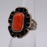 Vintage Sterling Coral Florette Ring 6