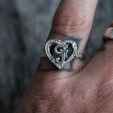 Vintage Sterling F Initial Ring 7.75