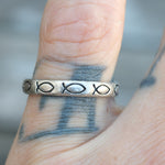 Vintage Sterling Fish Stamped Band Ring 6.75