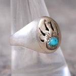 Vintage Sterling Turquoise Bear Paw Ring 9.5