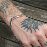 Vintage Sterling Turquoise and Coral Inlay Cuff
