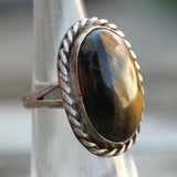 Vintage Sterling Tigers Eye Roper Ring 3.75