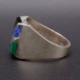 Vintage Sterling Multistone Inlay Striper Ring 12.75