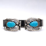 Vintage Sterling Turquoise Feather Watch Band