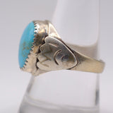 Vintage Sterling Turquoise Stamped Band Ring 9