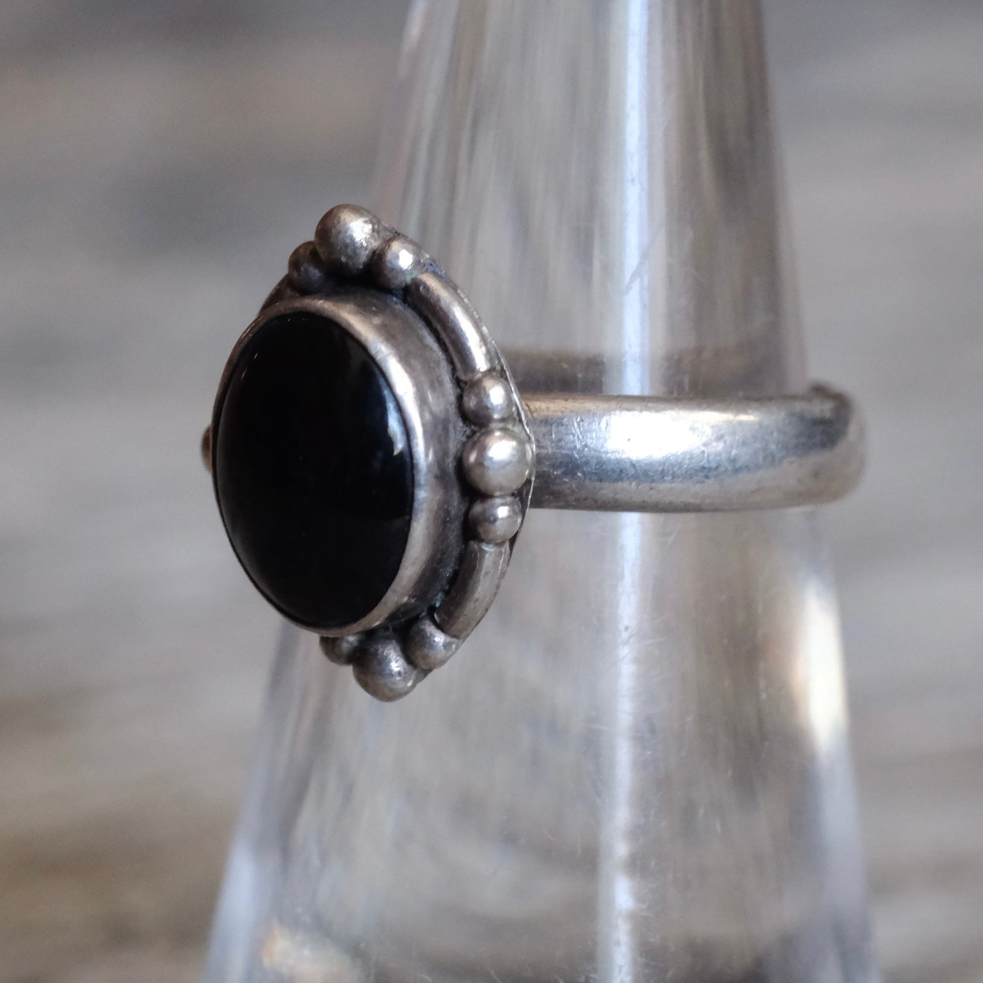 Vintage Sterling Onyx Ring 5.75