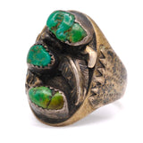 Vintage Sterling 3-Stone Turquoise Feather Ring 11