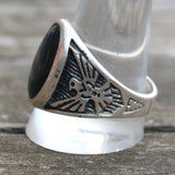 Vintage Sterling Abalone Thunderbird Ring 12.75