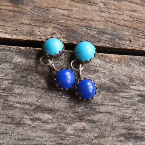 Vintage Sterling Turquoise and Lapis Earrings