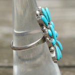Vintage Sterling Turquoise Cluster Ring 6.75