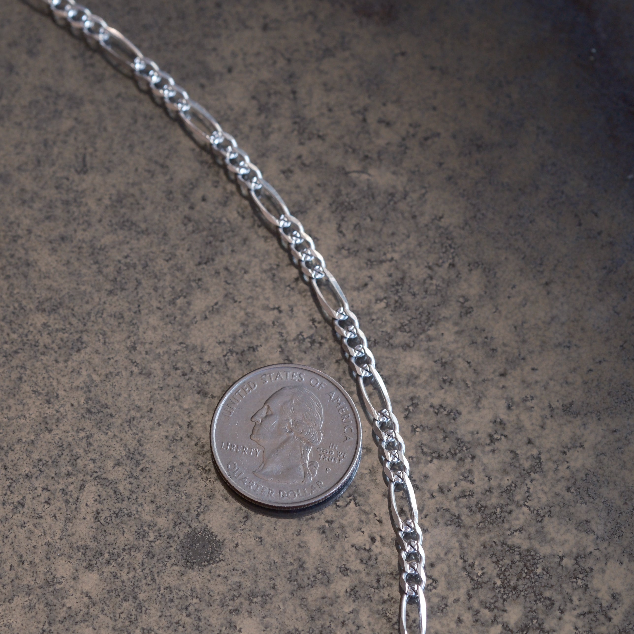 Vintage Sterling Silver Figaro Chain Necklace 24"