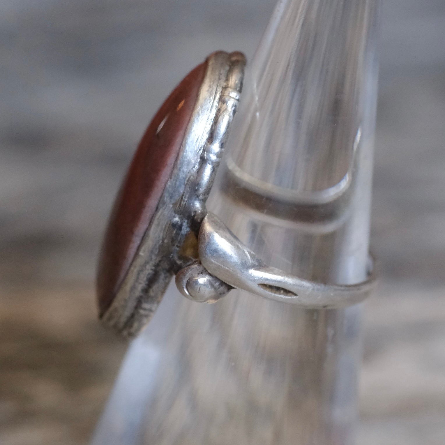 Vintage Sterling Jasper Ring 4.25