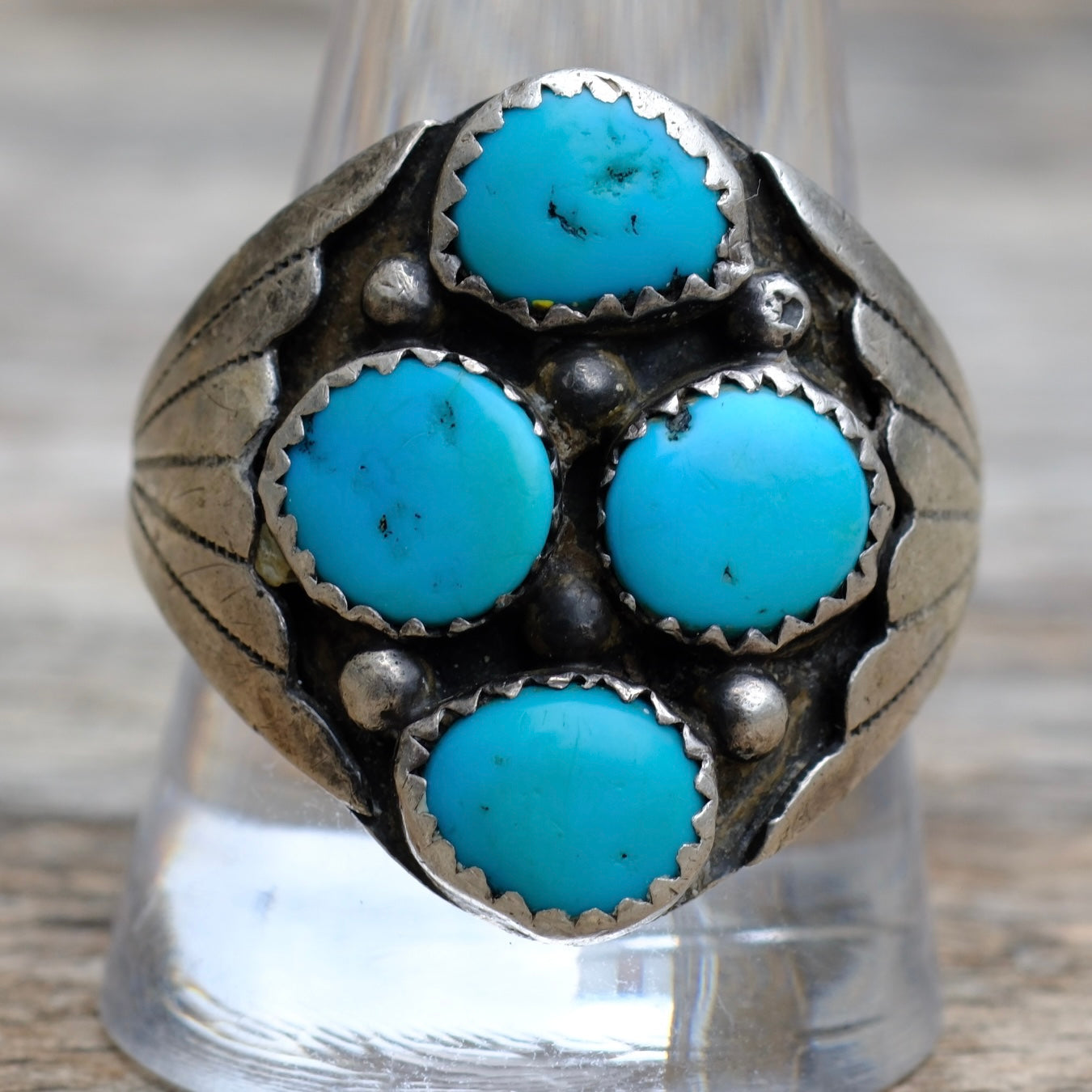 Vintage Sterling 4-Stone Turquoise Ring 12