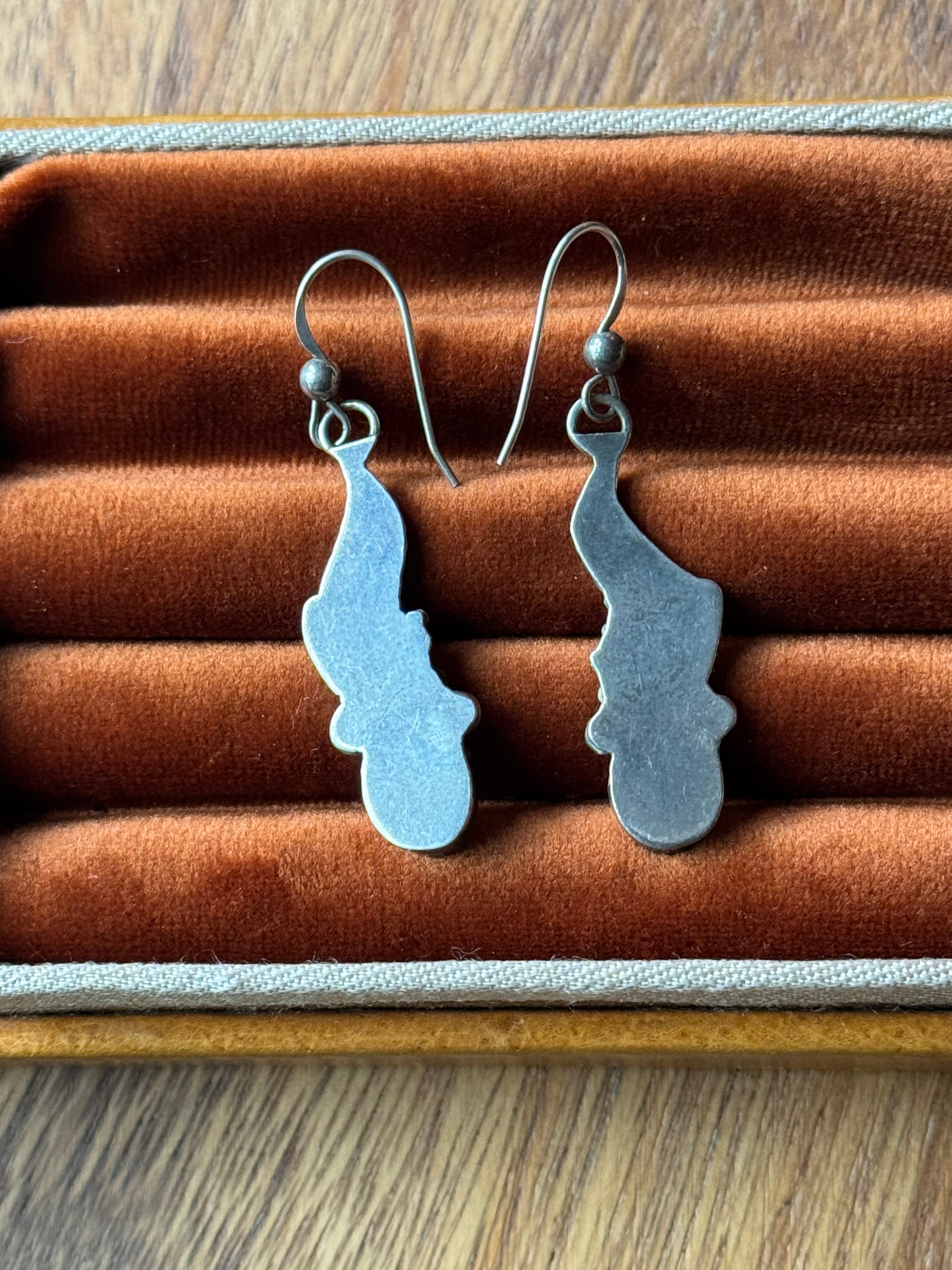 Vintage Sterling Silver Mother Of Pearl Feather Earrings