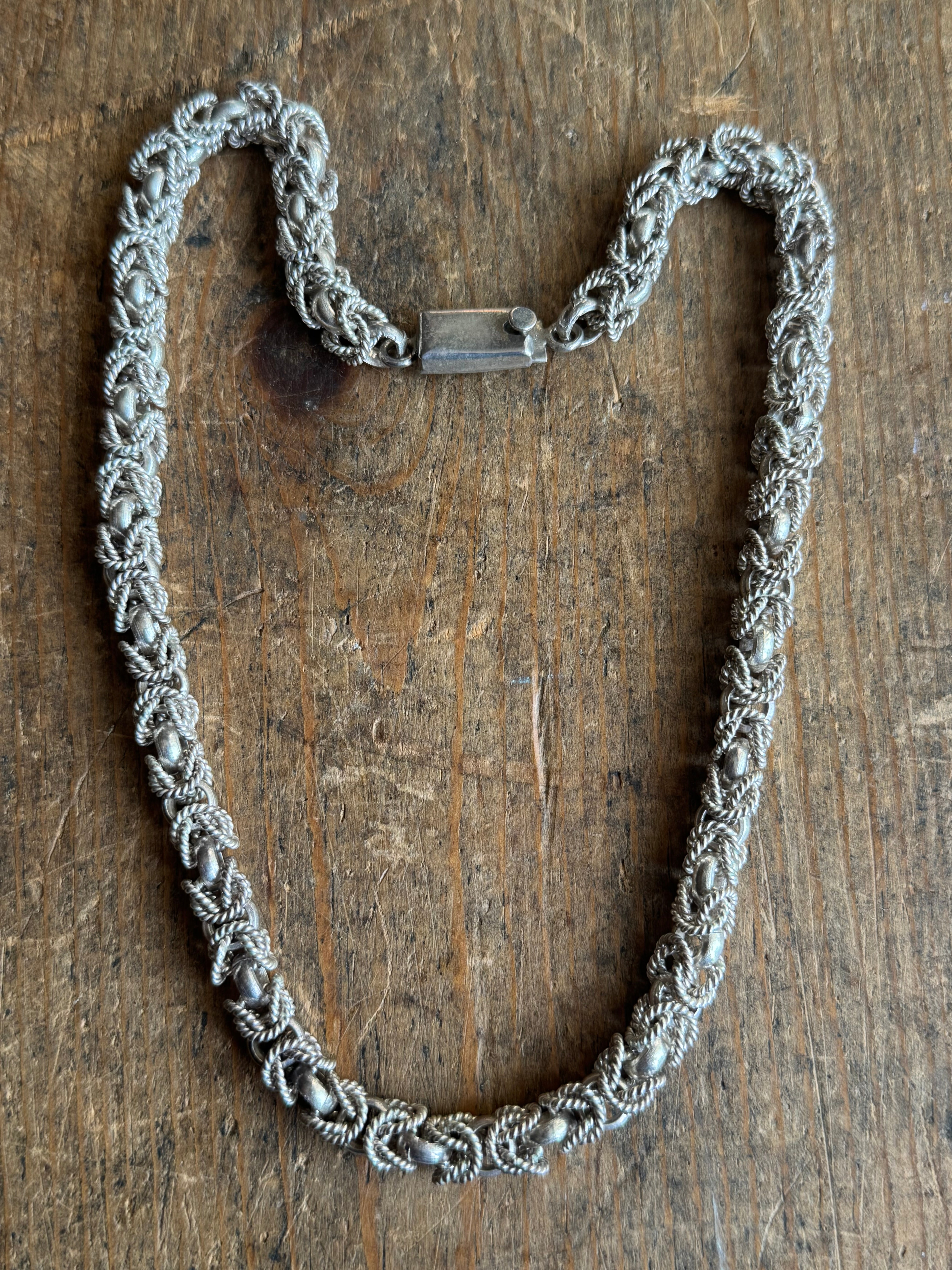 Vintage Sterling Silver 16” Chunky Byzantine Chain