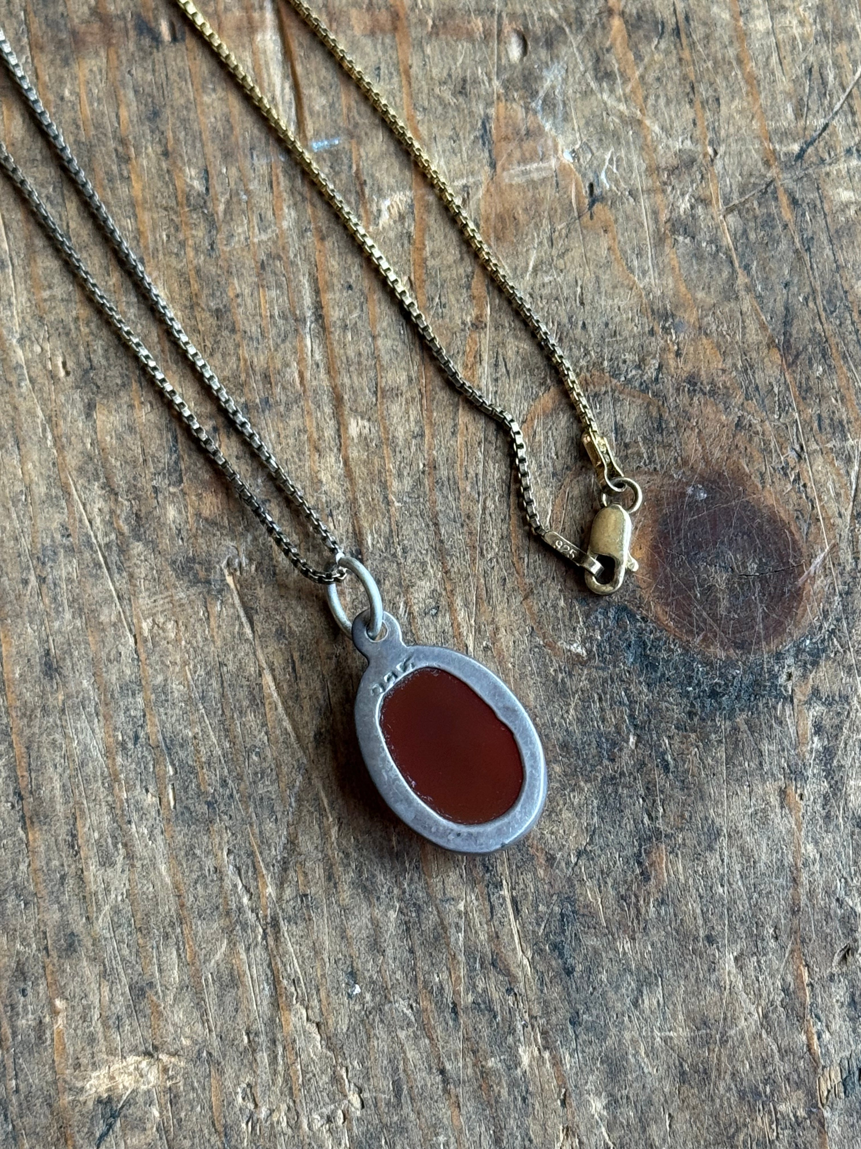 Vintage Sterling Silver Carnelian Necklace
