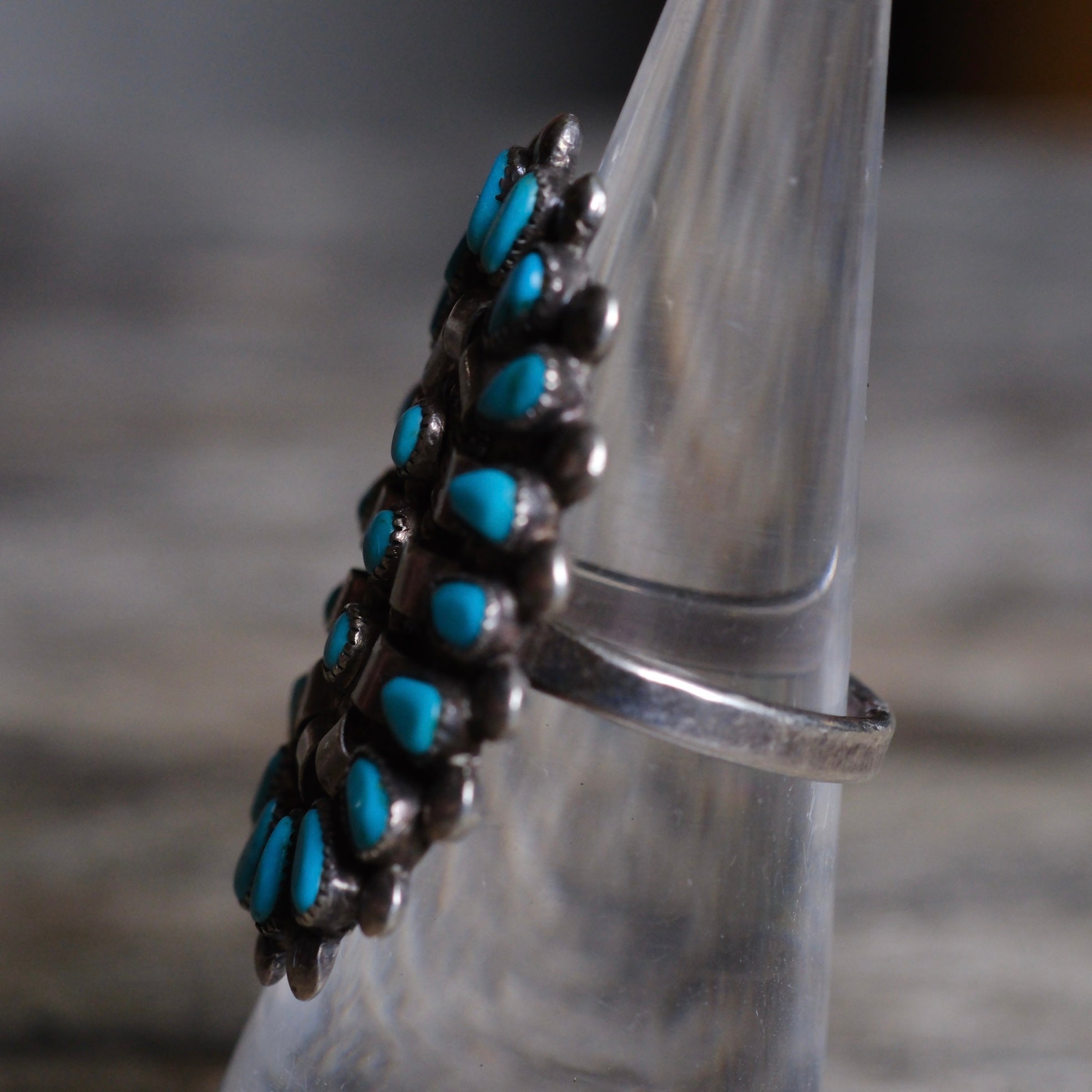 Vintage Sterling Turquoise Cluster Ring 5.75