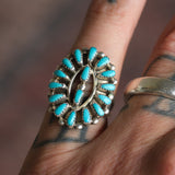 Vintage Sterling Turquoise Cluster Ring 6