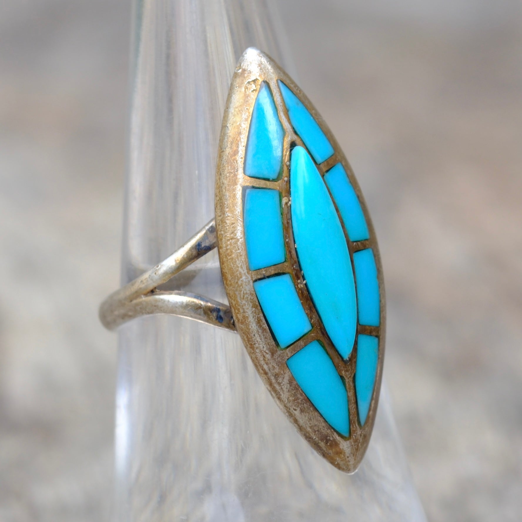 Vintage Sterling Turquoise Ring 6.25