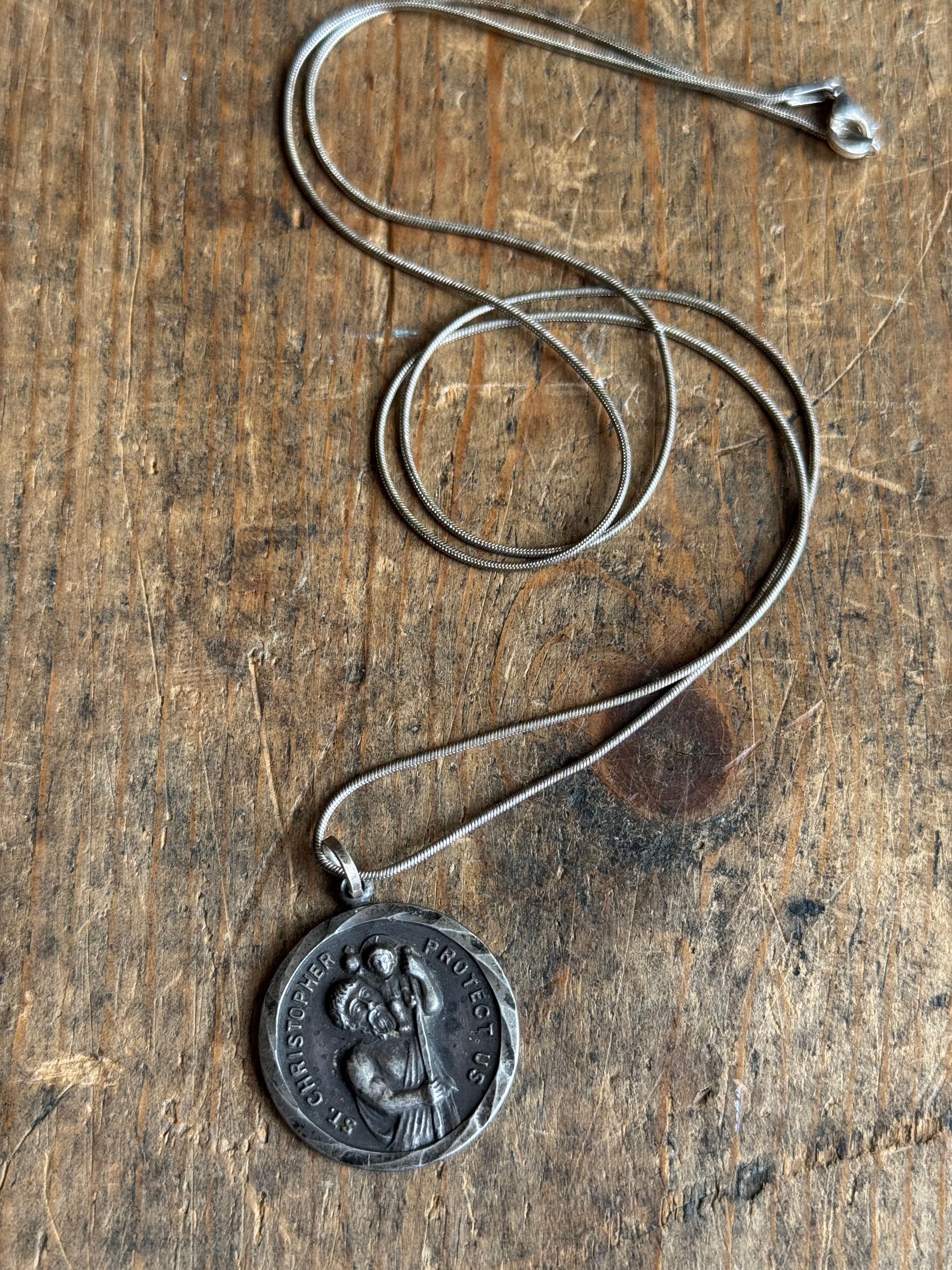 Vintage Sterling Silver St. Christopher Necklace