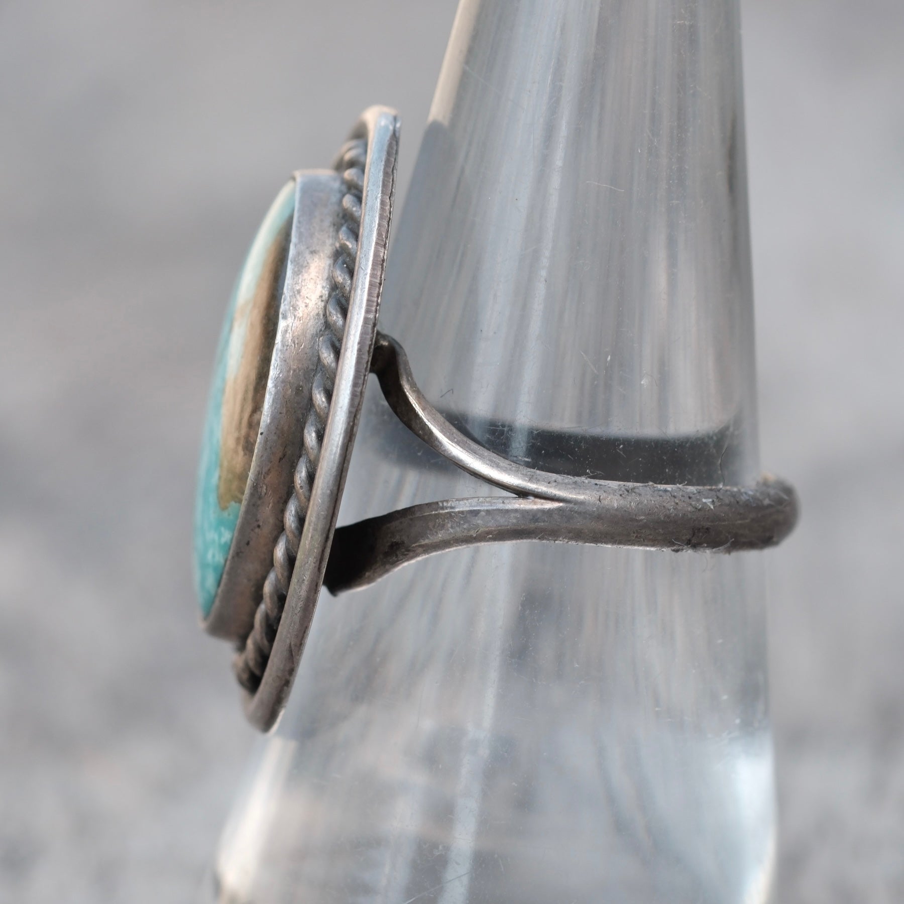 Vintage Sterling Turquoise Feather Ring 7.5