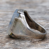 Vintage Sterling Agate Signet Ring 8.25
