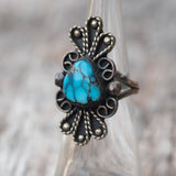 Vintage Sterling Turquoise Ring 4.5