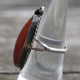 Vintage Sterling Carnelian Feather Ring 6.75