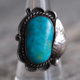 Vintage Sterling Turquoise Feather Ring 7.5