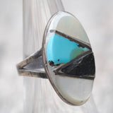 Vintage Sterling Zuni Inlay Ring 6.25