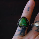 Vintage Sterling Turquoise Roper Ring 6.75