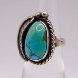 Vintage Sterling Turquoise Feather Ring 5.5