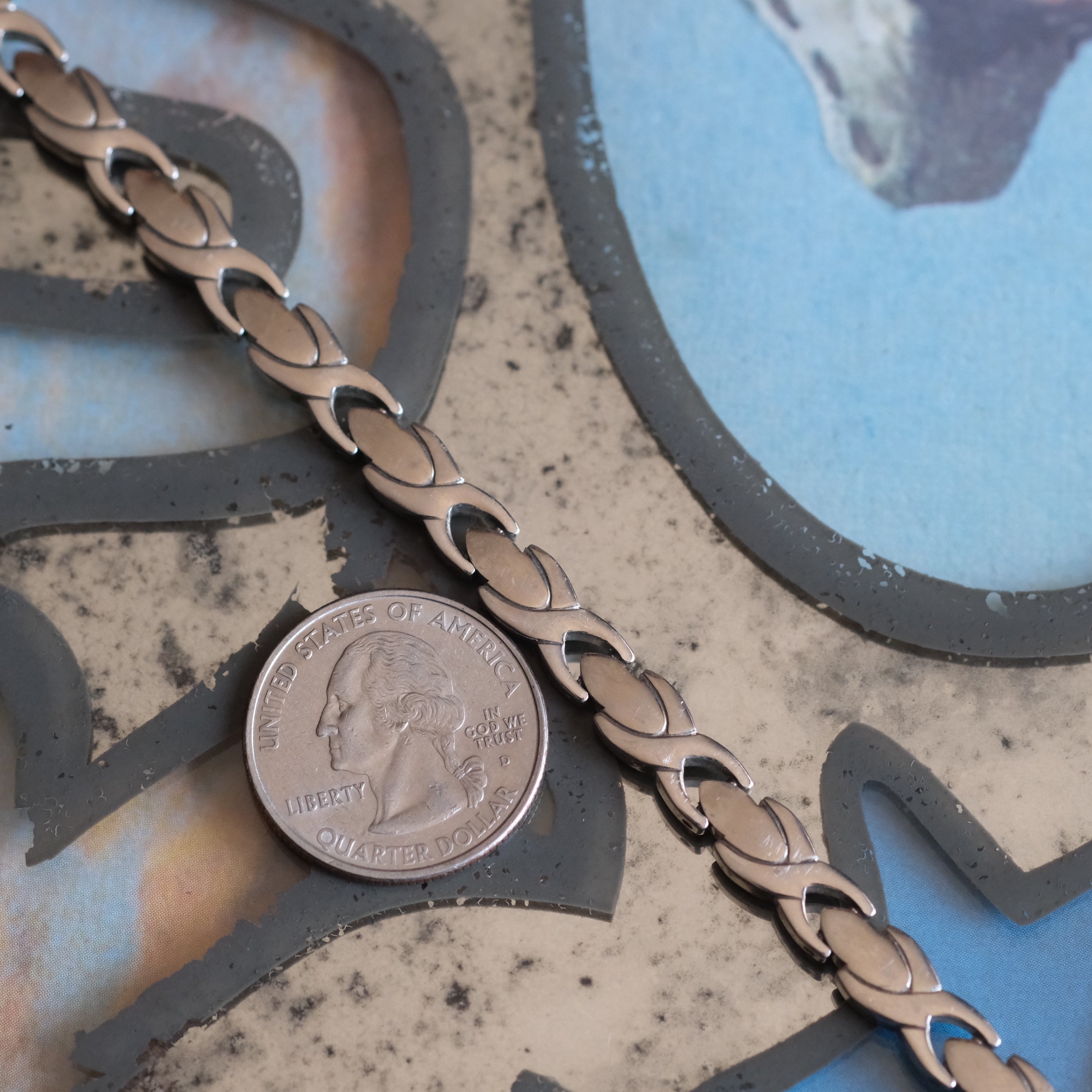 Vintage Sterling X Chain Bracelet 7.5"