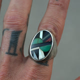 Vintage Sterling Zuni Inlay Ring 11