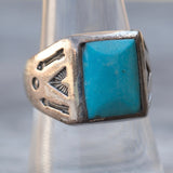 Vintage Sterling Sun Bell Trading Post Turquoise Ring 8.75