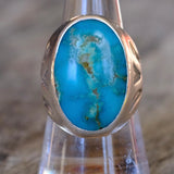 Vintage Sterling Turquoise Stamped V Ring 8.5
