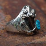 Vintage Sterling Turquoise Claw Ring 12.75