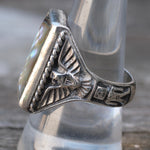 Vintage Sterling Abalone Thunderbird Ring 10