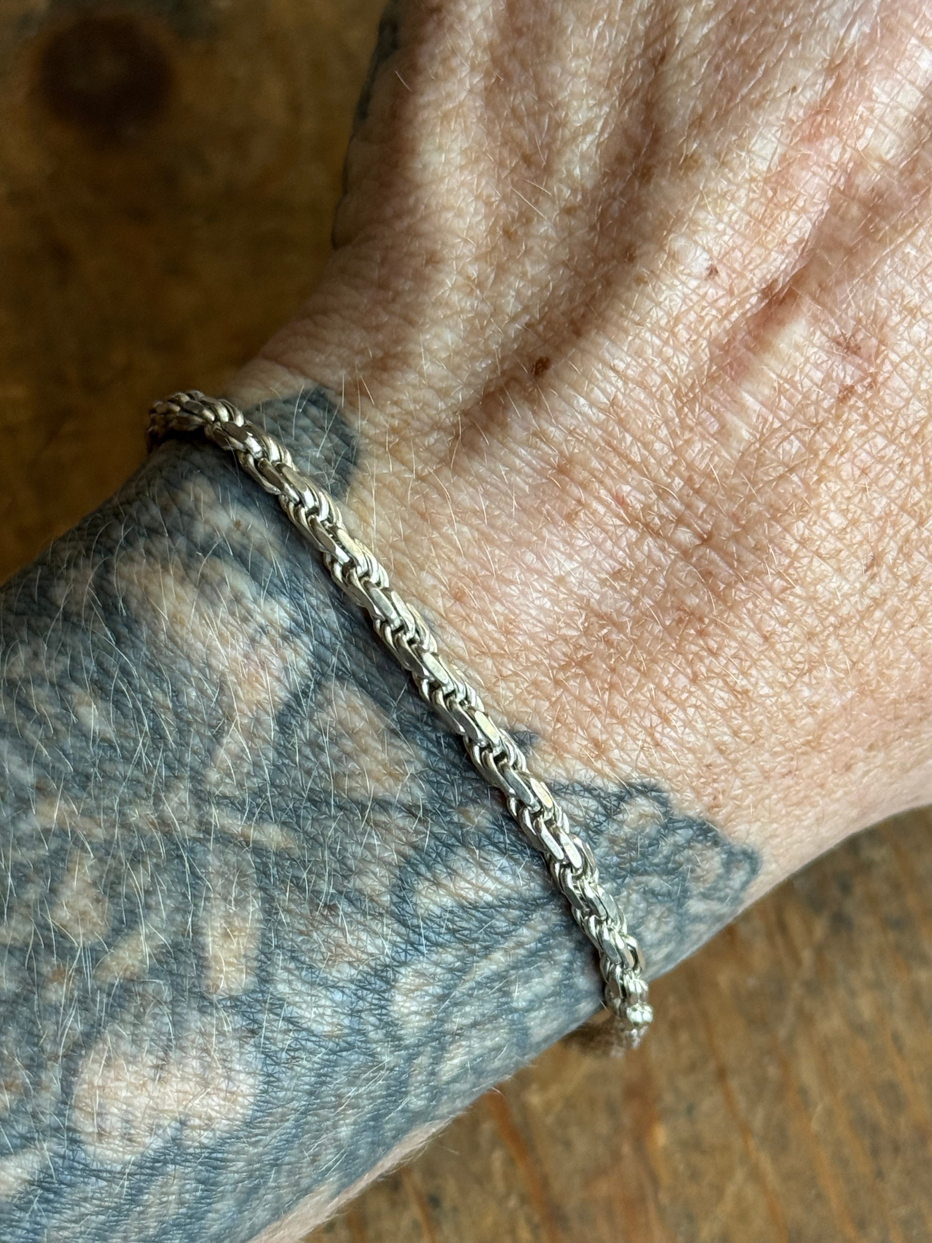 Vintage Sterling Silver 7.25” Rope Bracelet