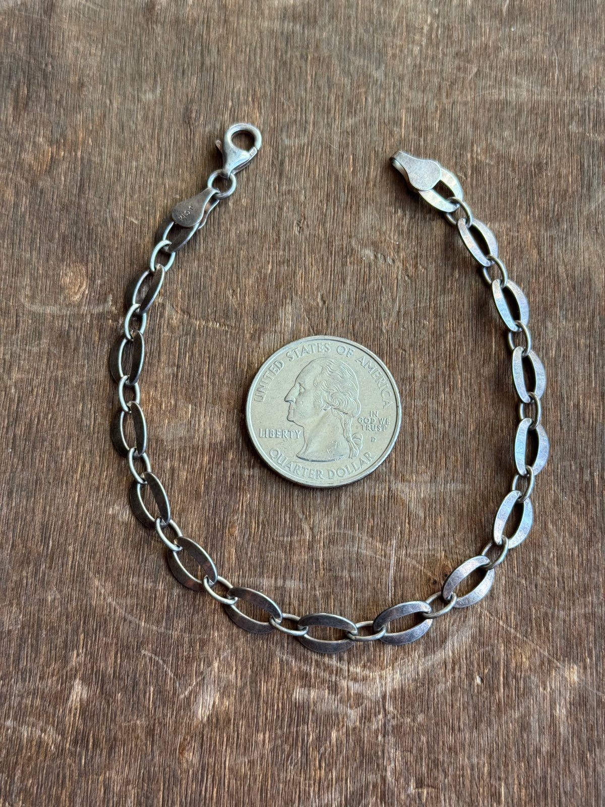 Vintage Sterling Silver 8” Open Link Chain Bracelet