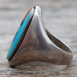 Vintage Sterling Multistone Inlay Ring 10