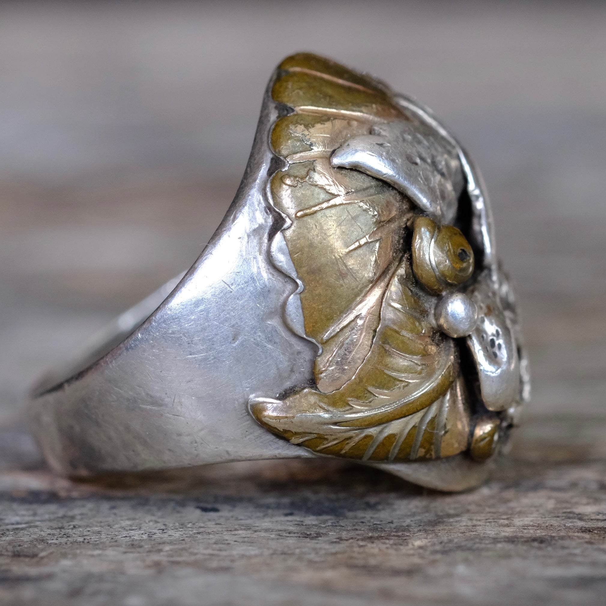 Vintage Sterling and Copper Eagle Ring 11
