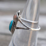Vintage Sterling Turquoise Feather Ring 5.25