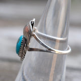 Vintage Sterling Turquoise Feather Ring 5.25