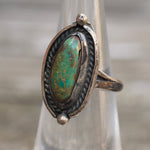 Vintage Sterling Turquoise Roper Ring 5.25