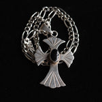 Vintage Sterling Silver Onyx Cross Necklace