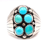 Vintage Sterling Turquoise Cluster Ring 10.5