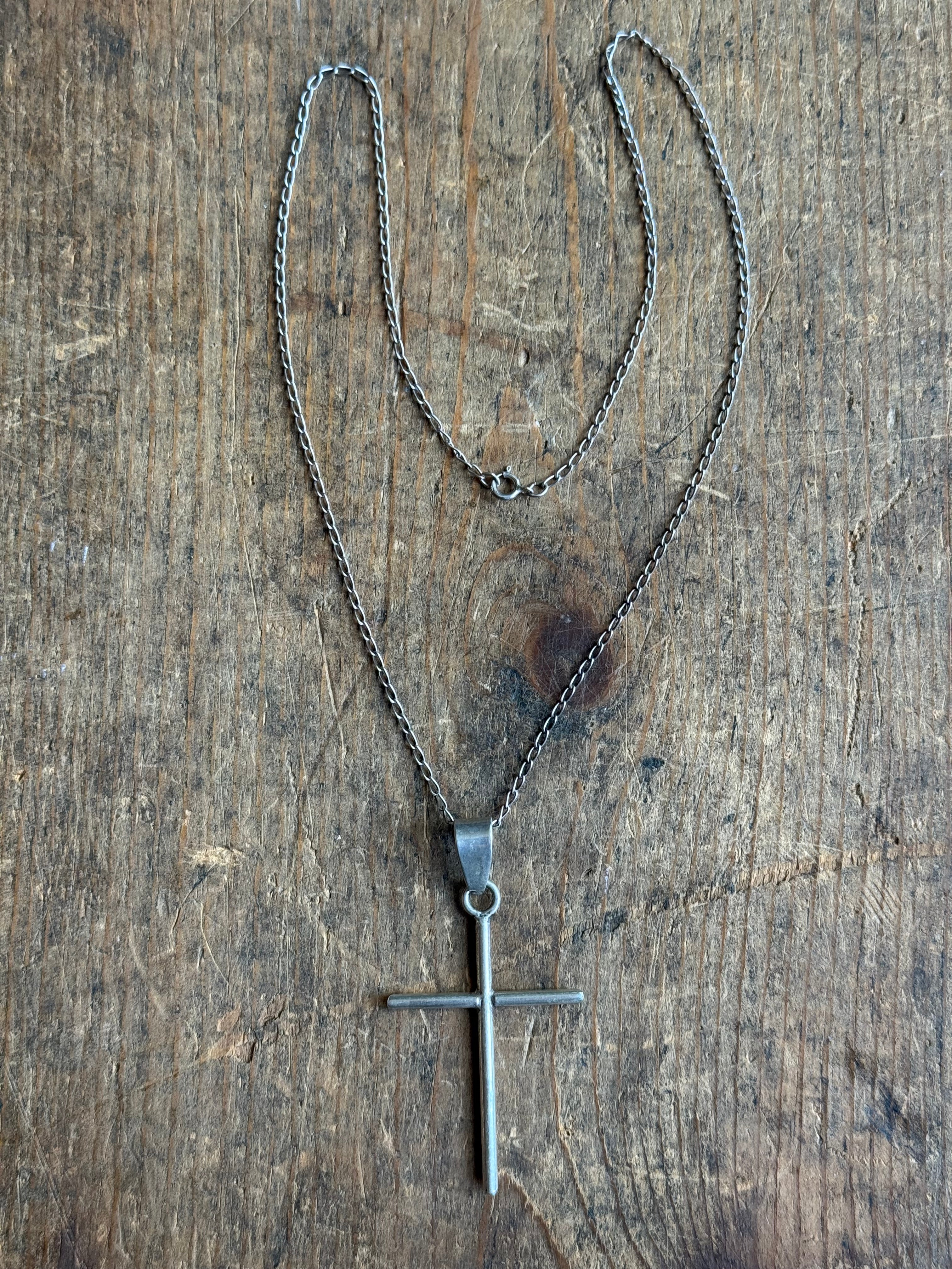 Vintage Sterling Silver Cross Necklace